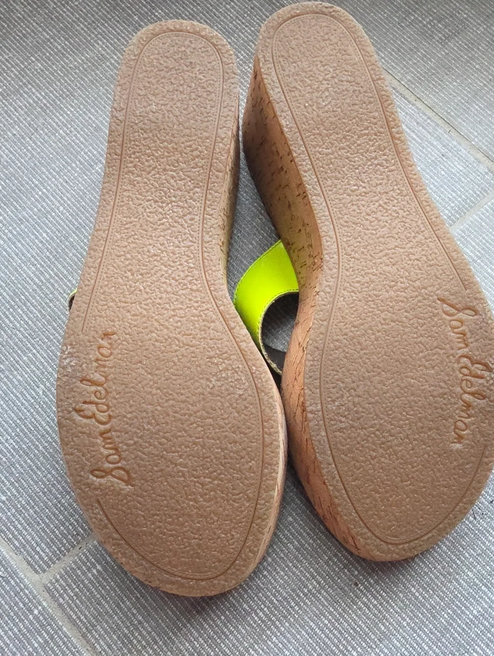 Sam Edelman Neon Lime Wedge Thong Sandals